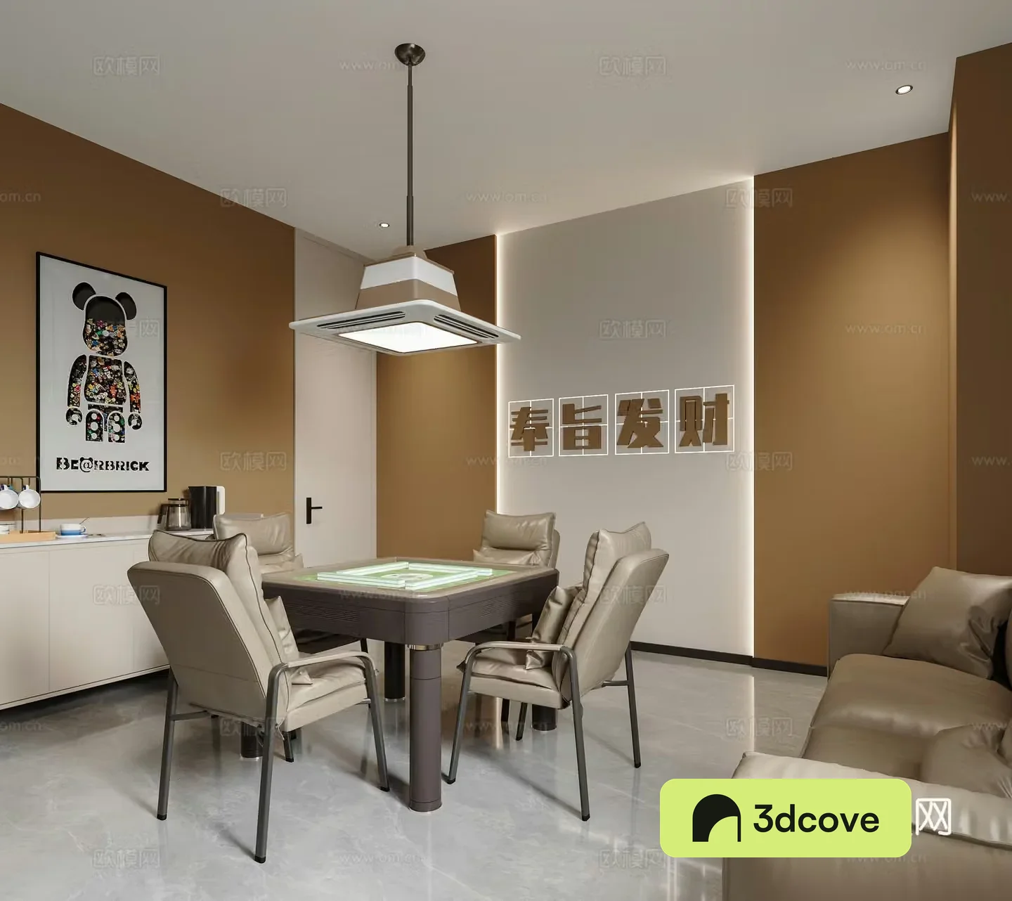 Modern chess and card room Mahjong hall Mahjong table Chess and card table sofa Mahjong decorative painting Chess and card