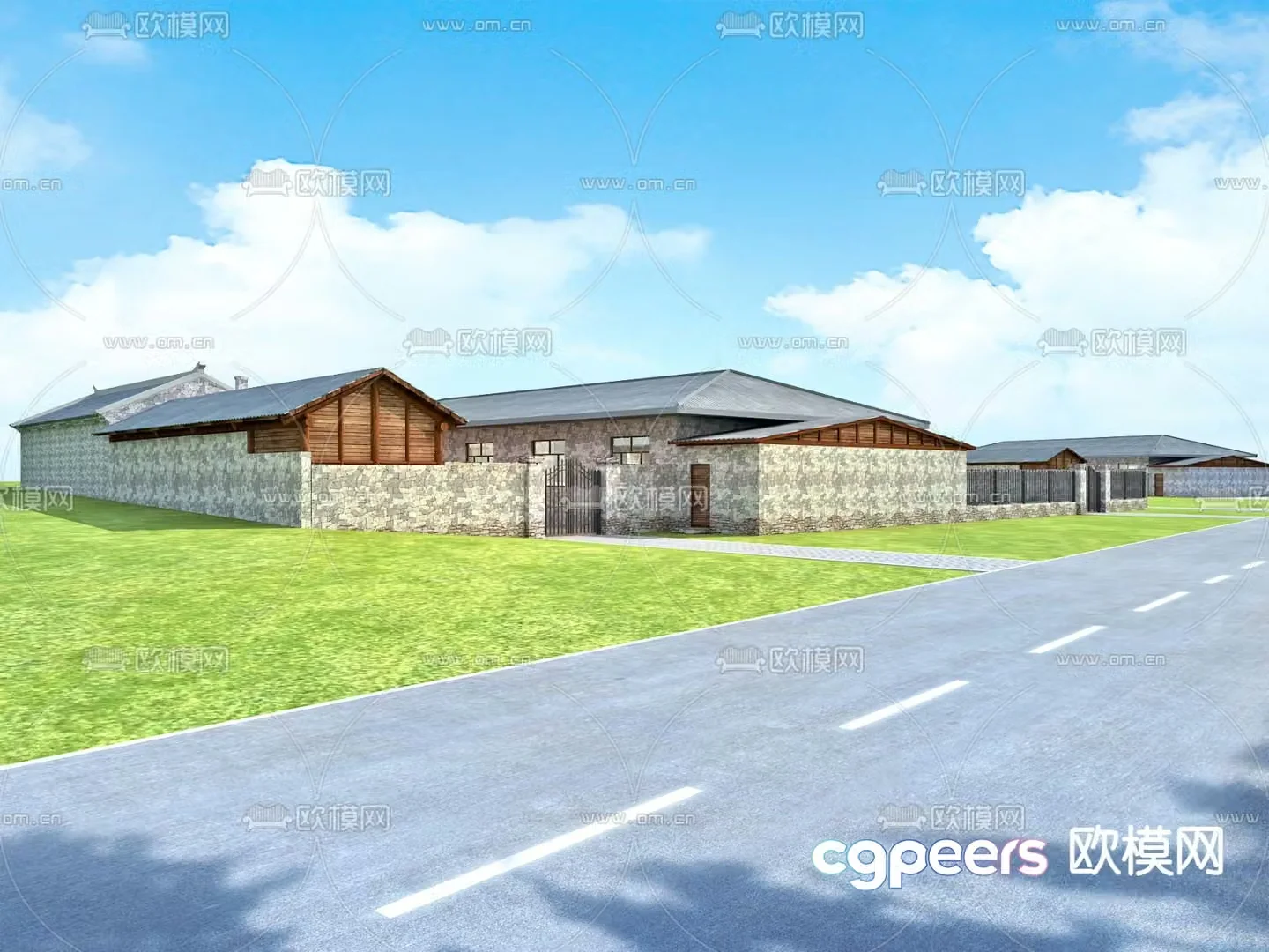Rural Landscape Renovation Road Landscape 3D Model