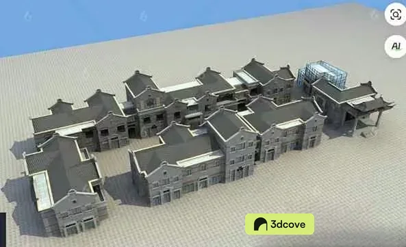 A 3D Rendering Of A Large House
