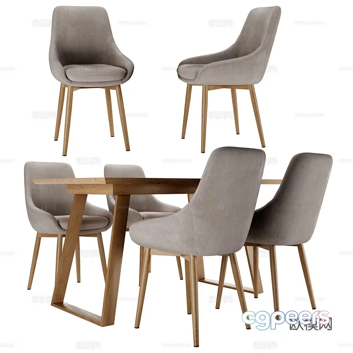Dining table and dining chair combination 3D model