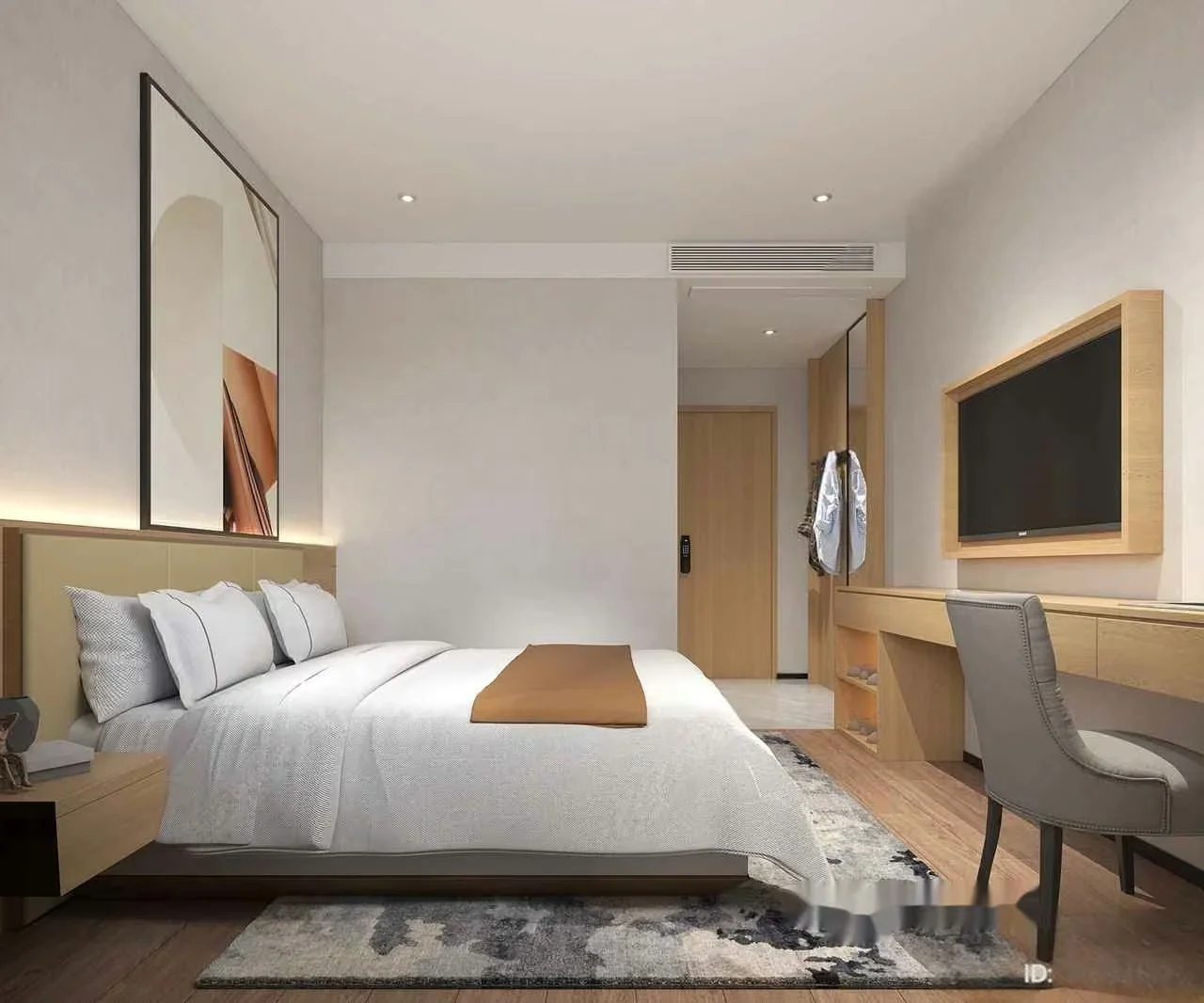 Modern Minimalist Bedroom 3D Model – 16218 – VRAY Render