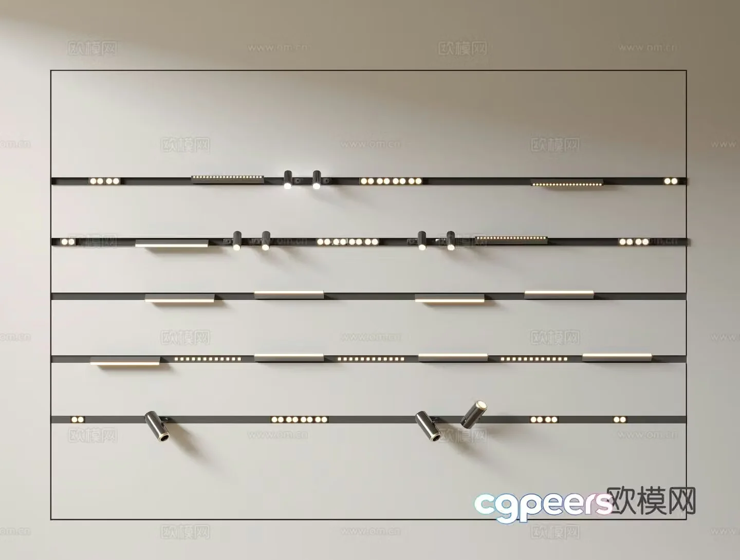 Minimalist downlight spotlight magnetic track spotlight surface mounted turning spotlight linear spotlight 3D model