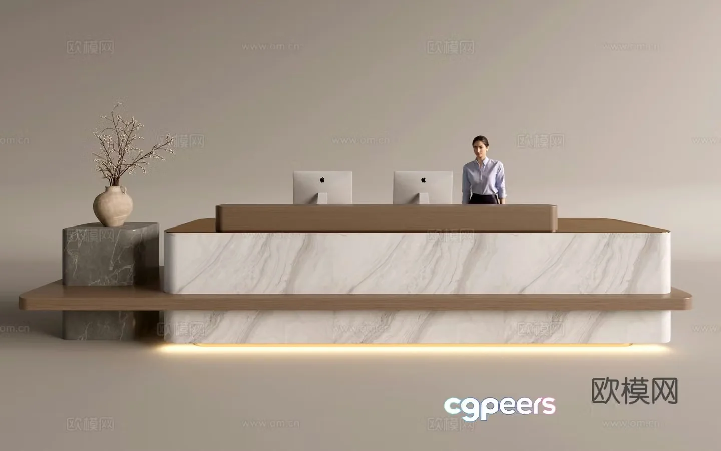Modern company front desk reception area bar reception desk service desk 3d model