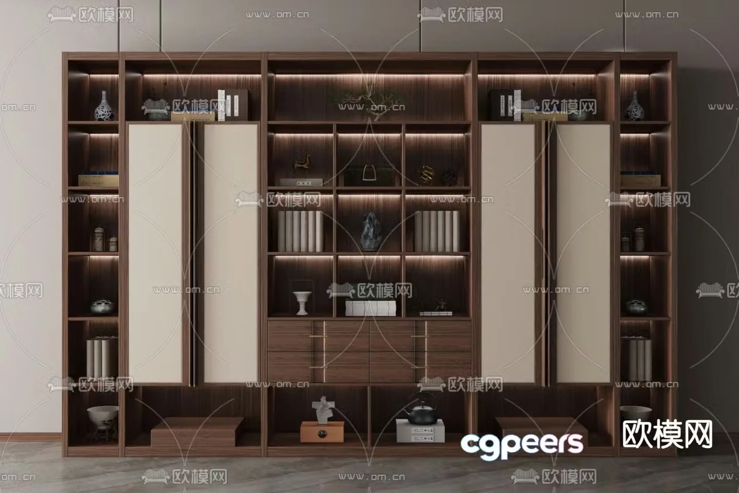 New Chinese style bookcase storage rack tea cabinet 3D model
