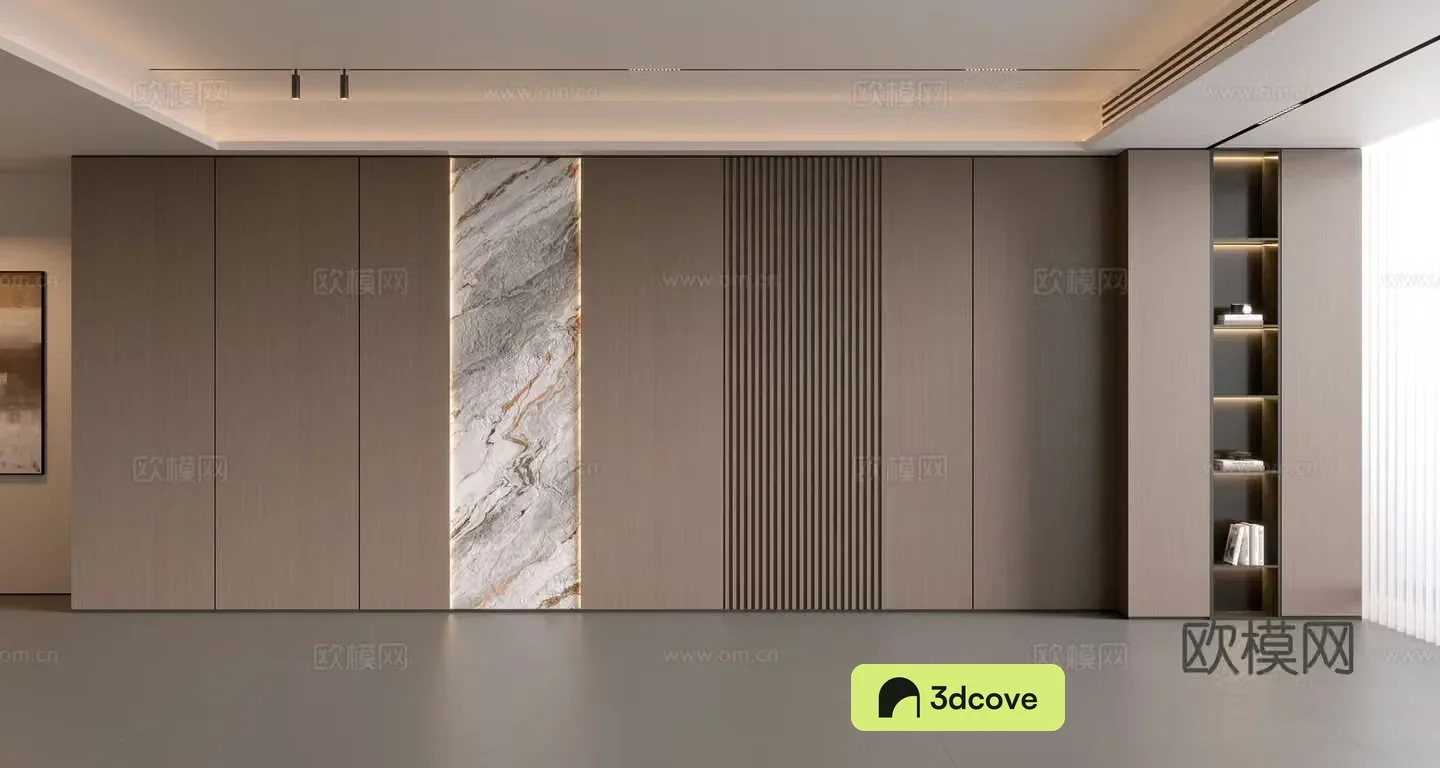 Modern simple sofa background wall modern ornament balcony cabinet living room cabinet wood veneer background wall