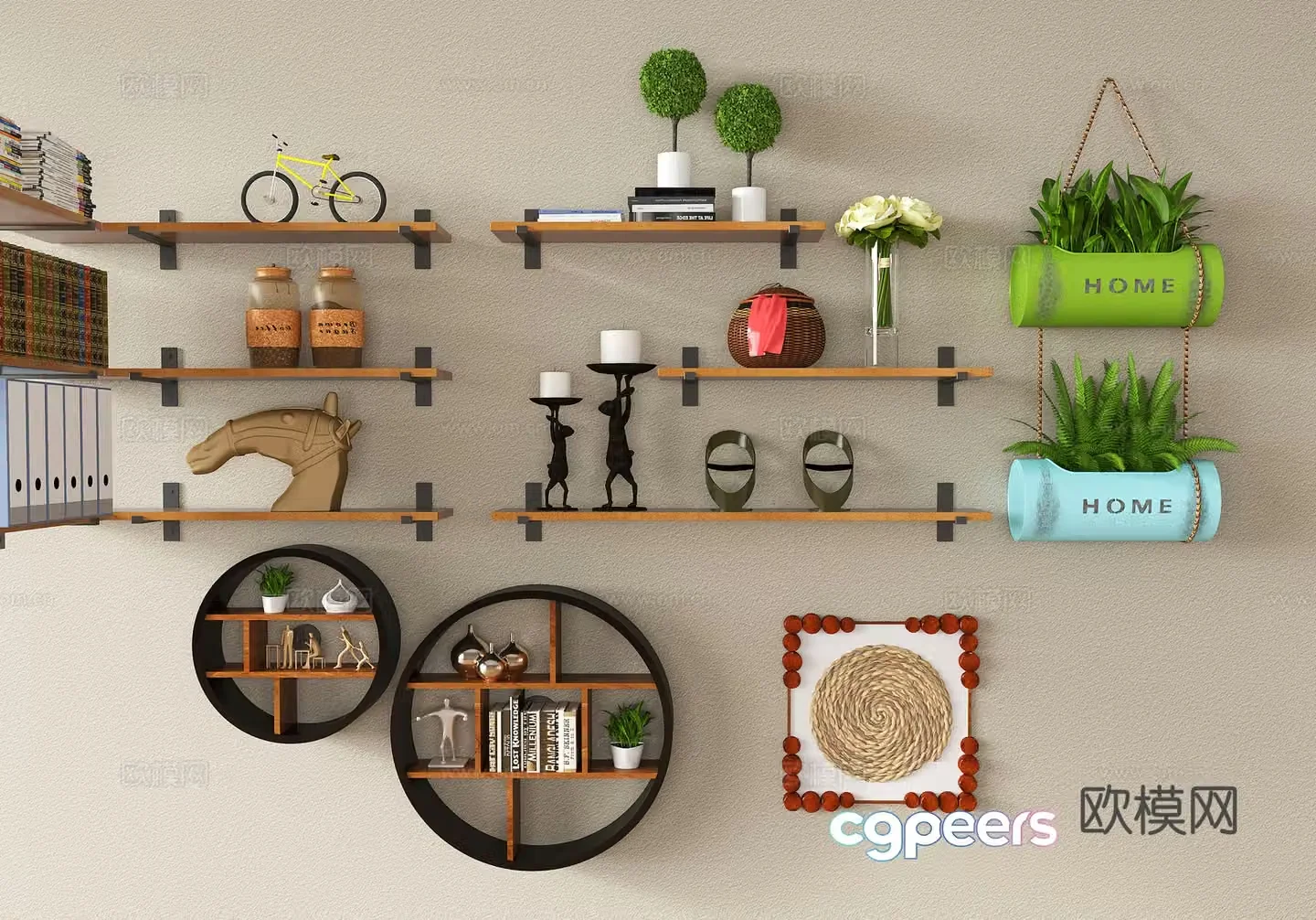 Modern pendant hanging board decorative hanging board green plants ornament ornament 3D model
