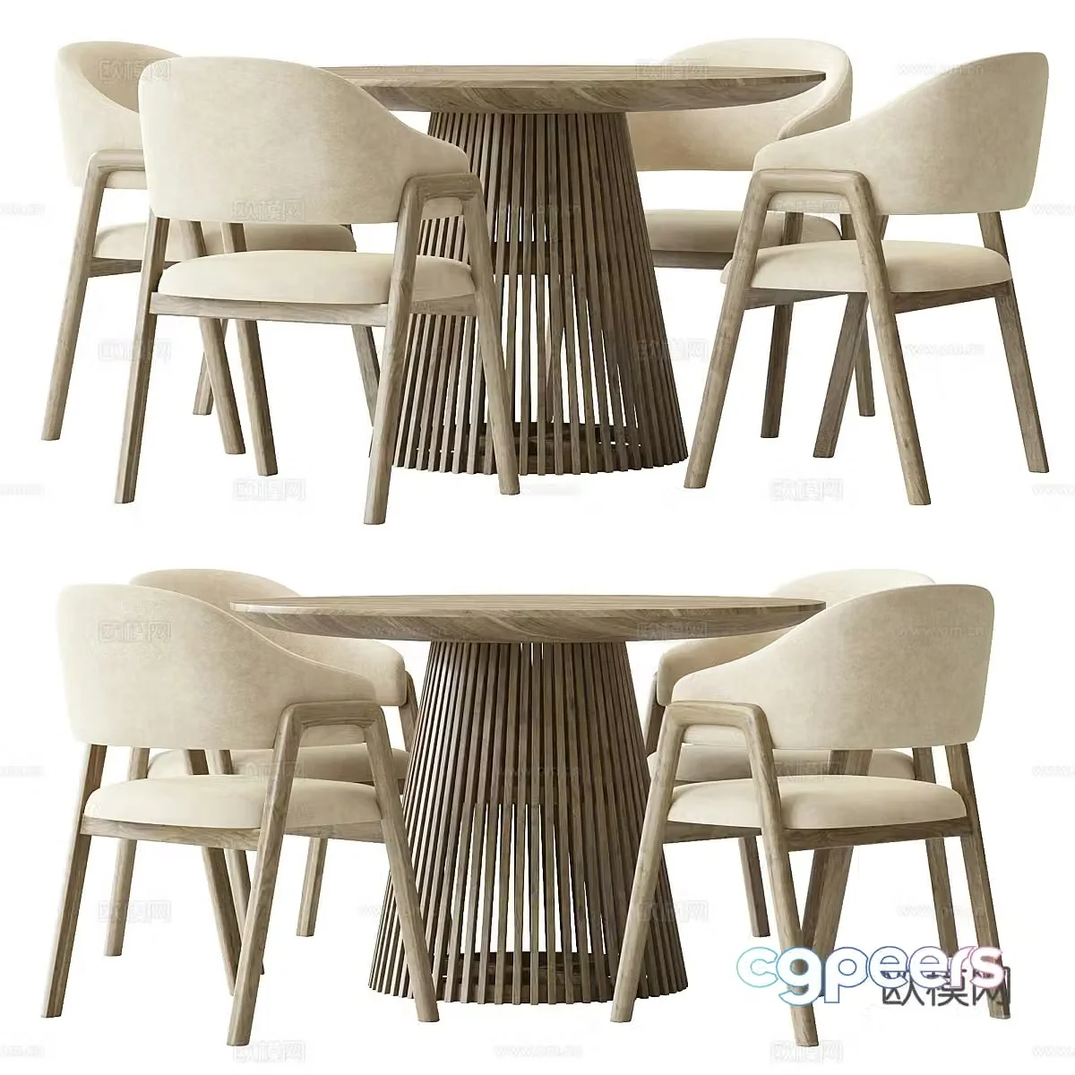 New Chinese dining table and chair 3D model