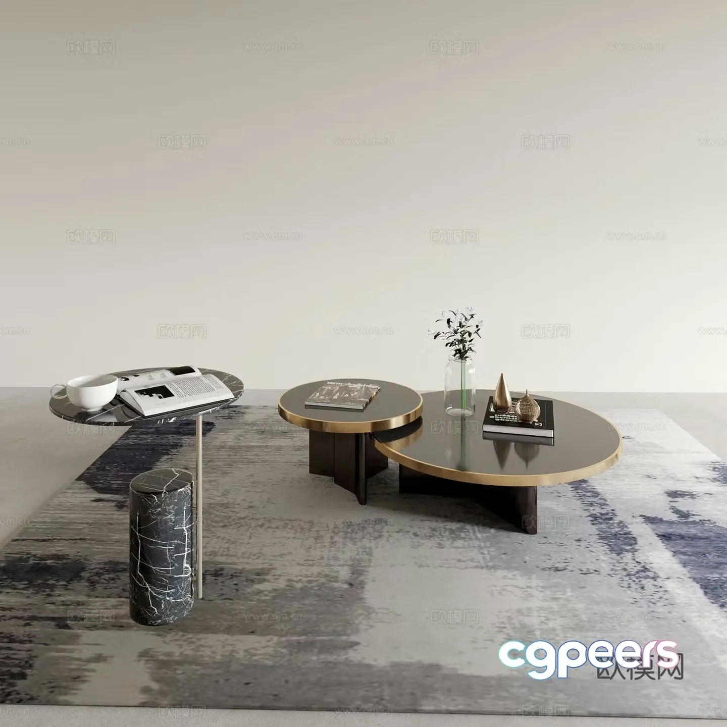 Italian coffee table corner table round table 3D model