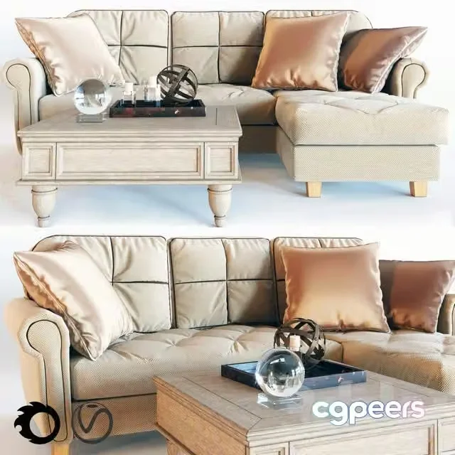 3ds Max Free – Corner sofa velvet EVENING