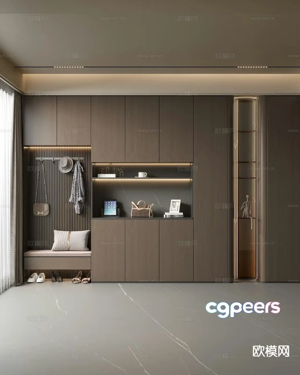 Italian style integrated shoe cabinet 3D model