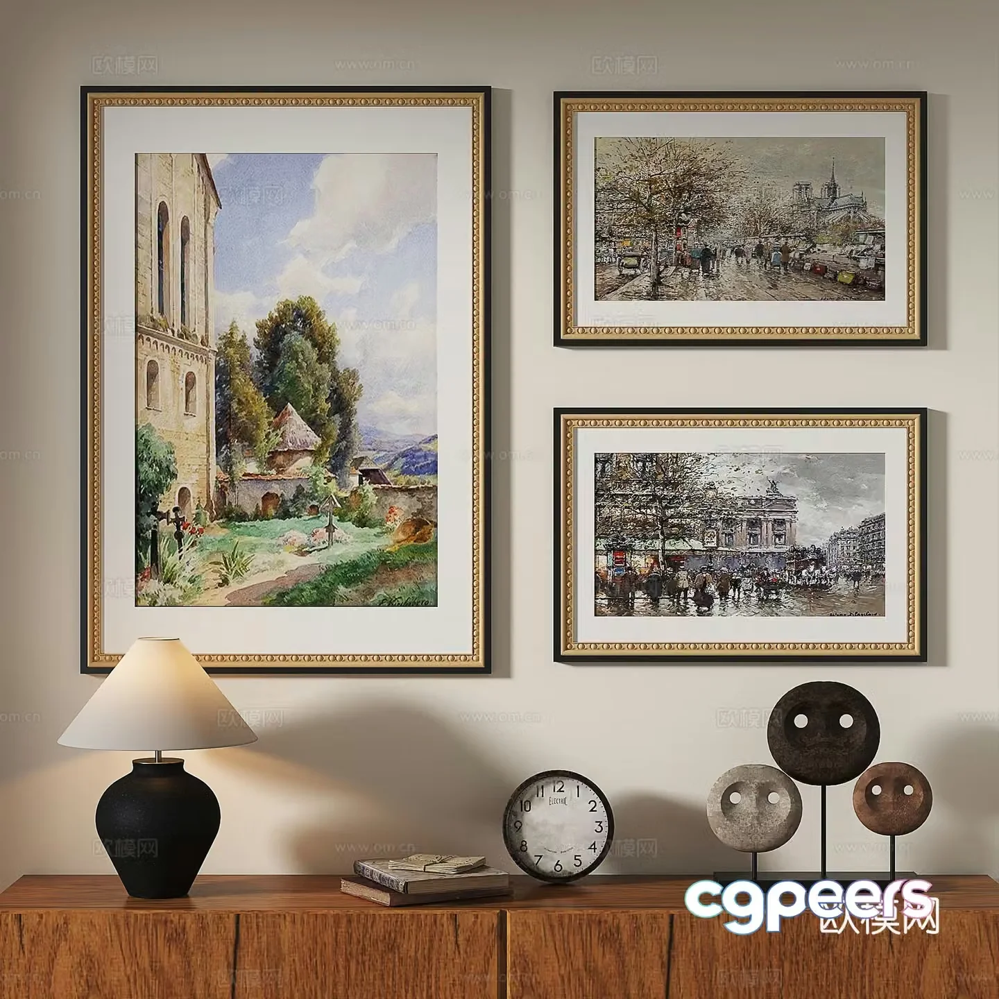 European classical French retro oil painting decorative painting 3d model