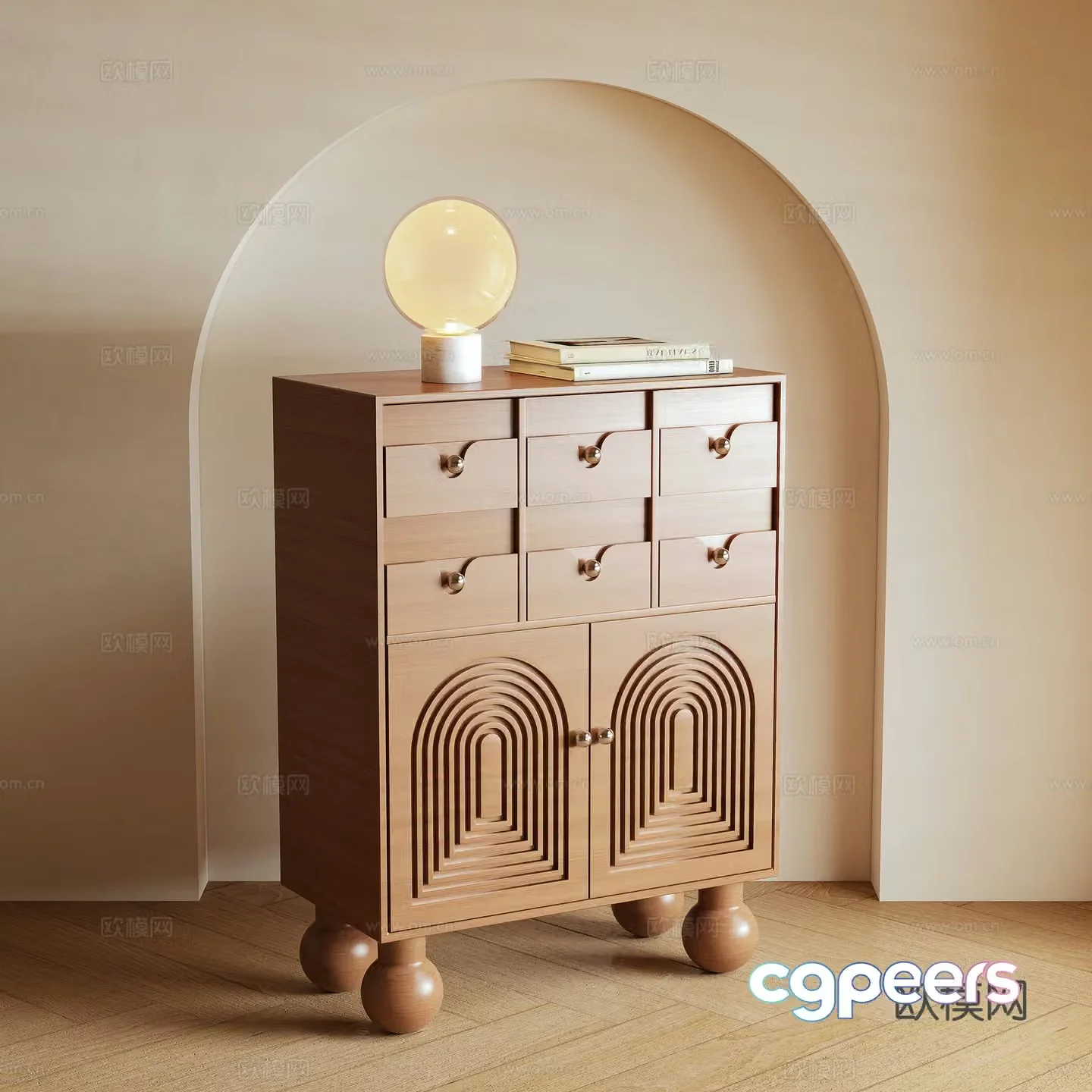 Log wind storage cabinet side cabinet 3d model