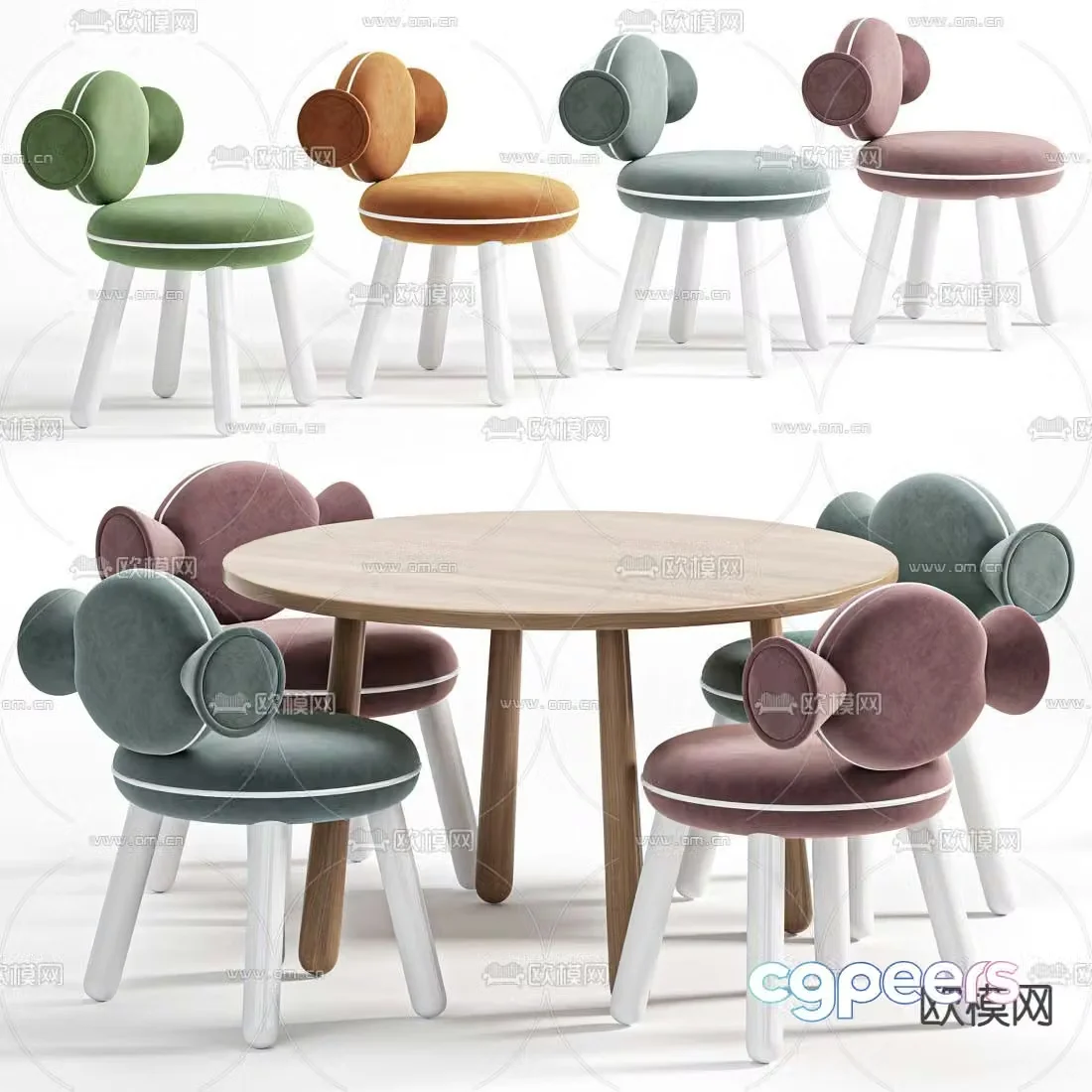 Children’s tables and chairs cartoon tables and chairs 3d model