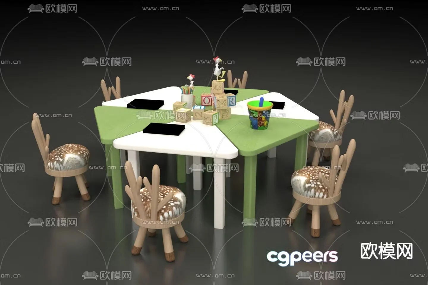 Children’s tables and chairs game tables and chairs 3d model