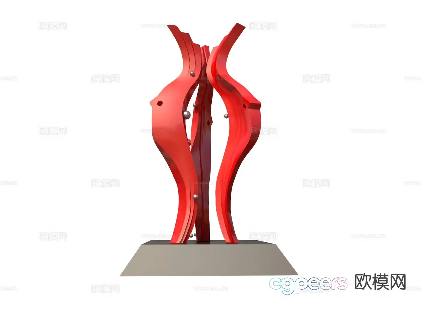 Modern abstract fish sculpture 3d model