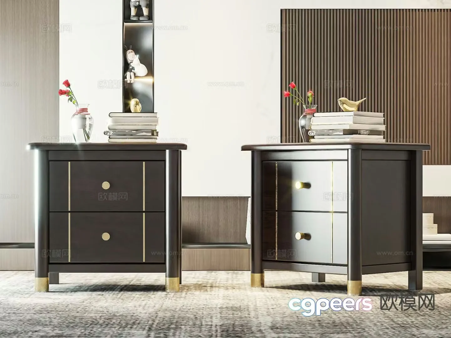 New Chinese style bedside table 3d model
