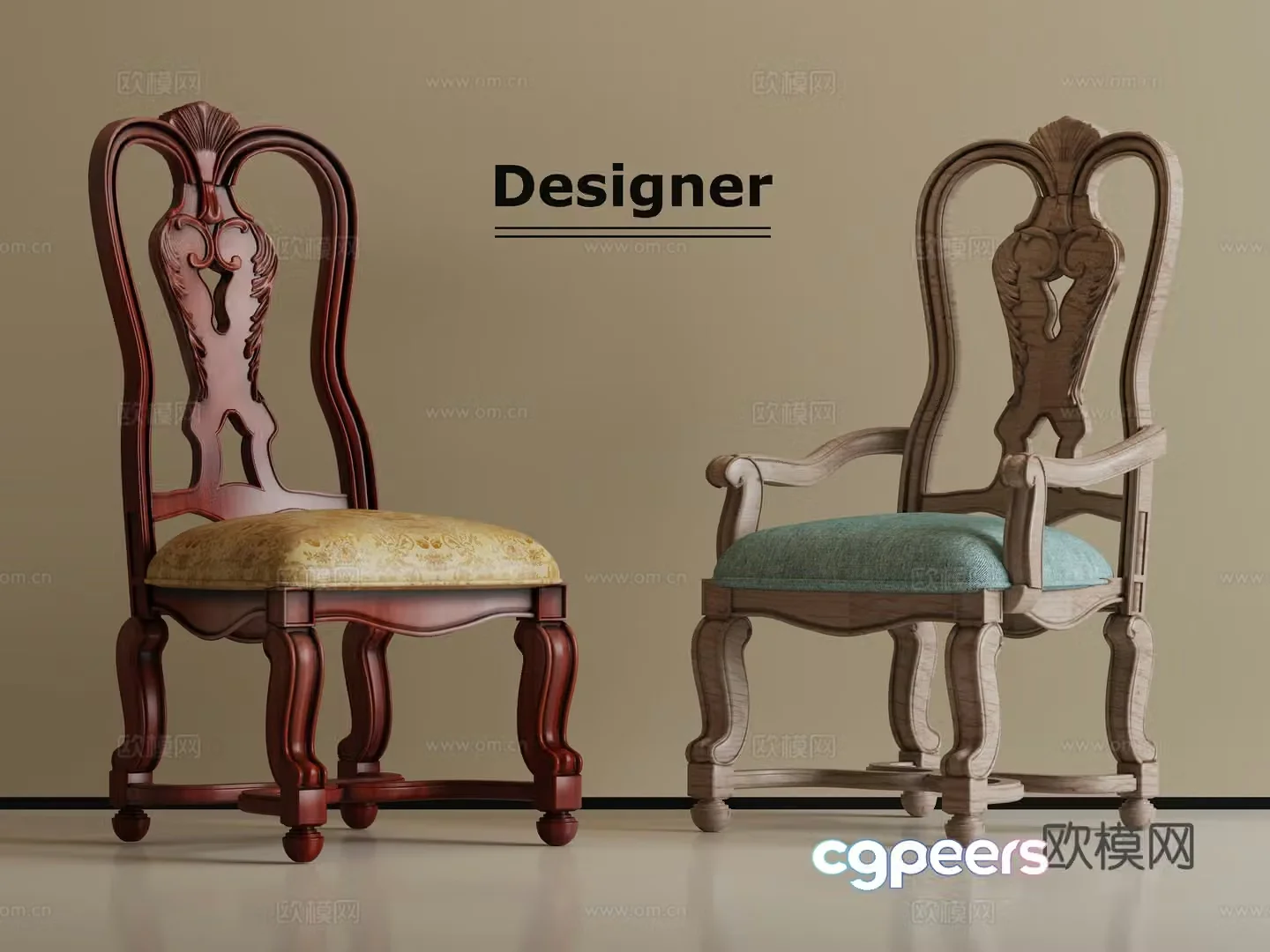 American single chair dining chair 3d model