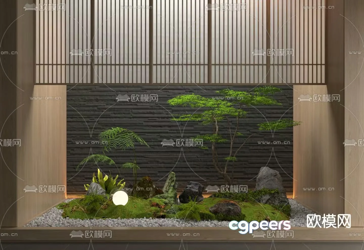New Chinese style green plant landscape indoor landscape 3D model