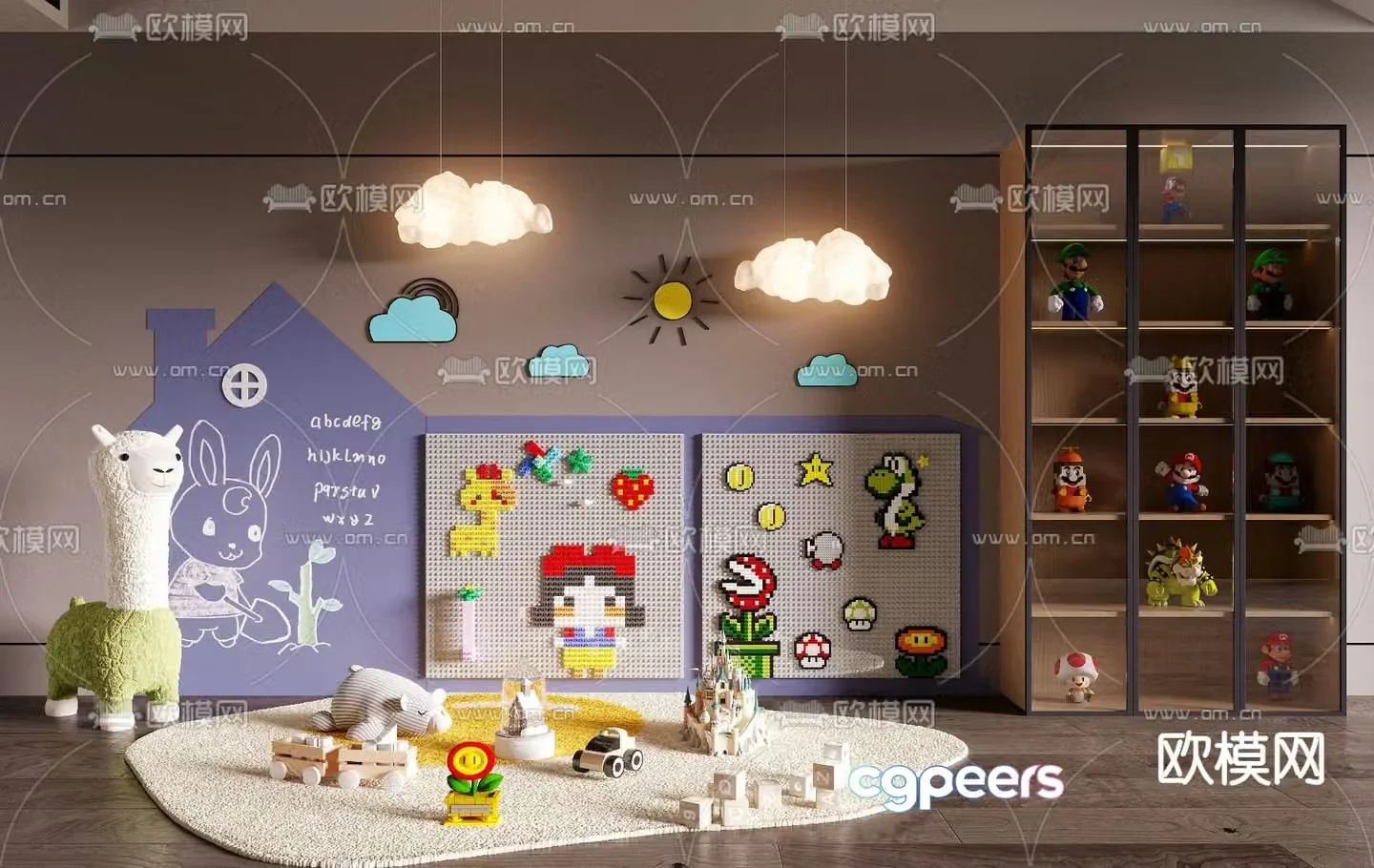 Building block wall plush toy doll 3d model