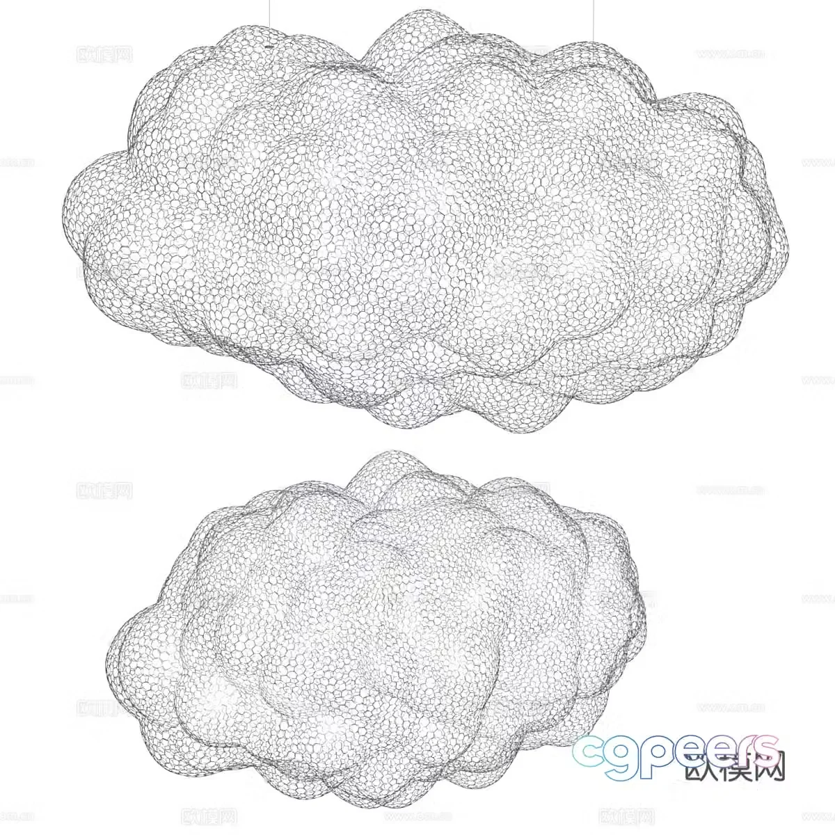 Modern metal decorative cloud pendant 3d model