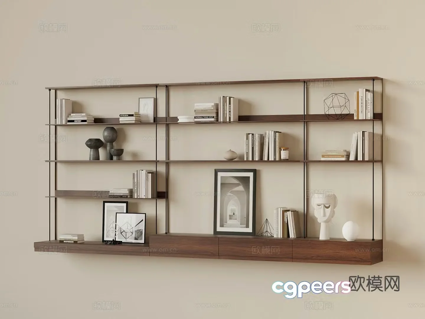 Middle-aged bookshelf Shelf Book Ornament 3D Model