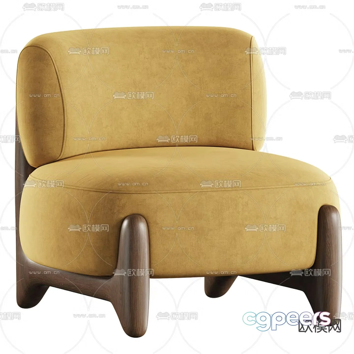 Yellow sofa chair single sofa 3d model