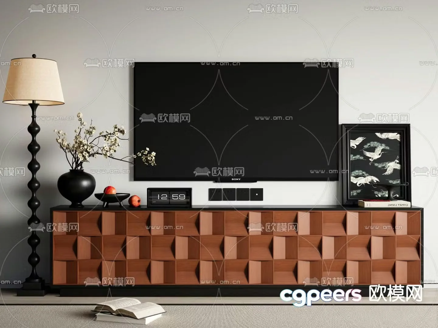 Medieval style TV cabinet 3D model