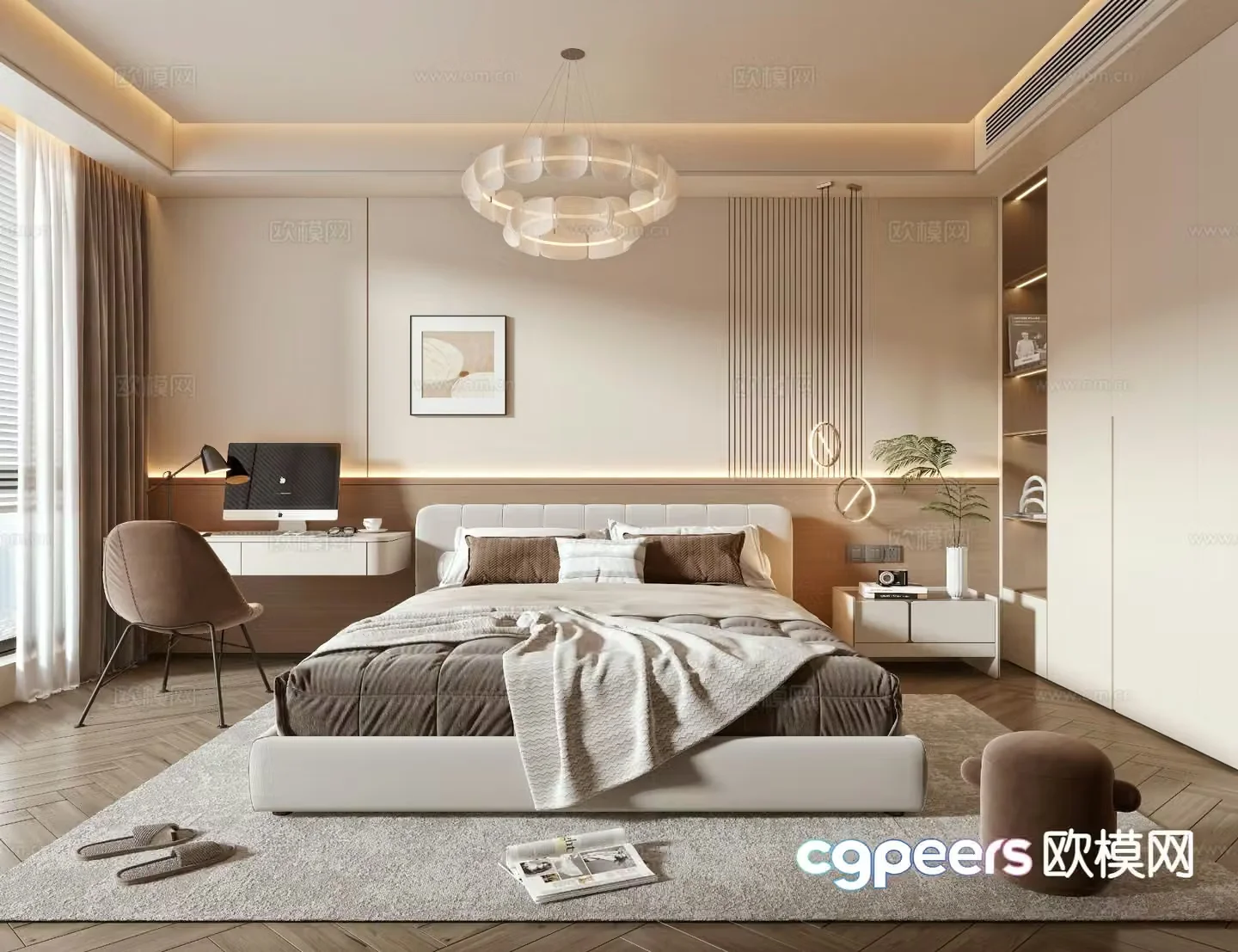 Cream style bedroom master bedroom 3d model
