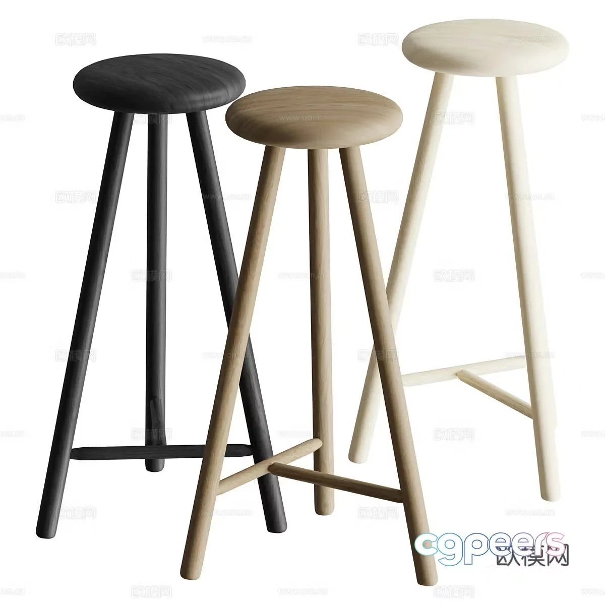 New Chinese bar stool bar stool wooden stool 3d model