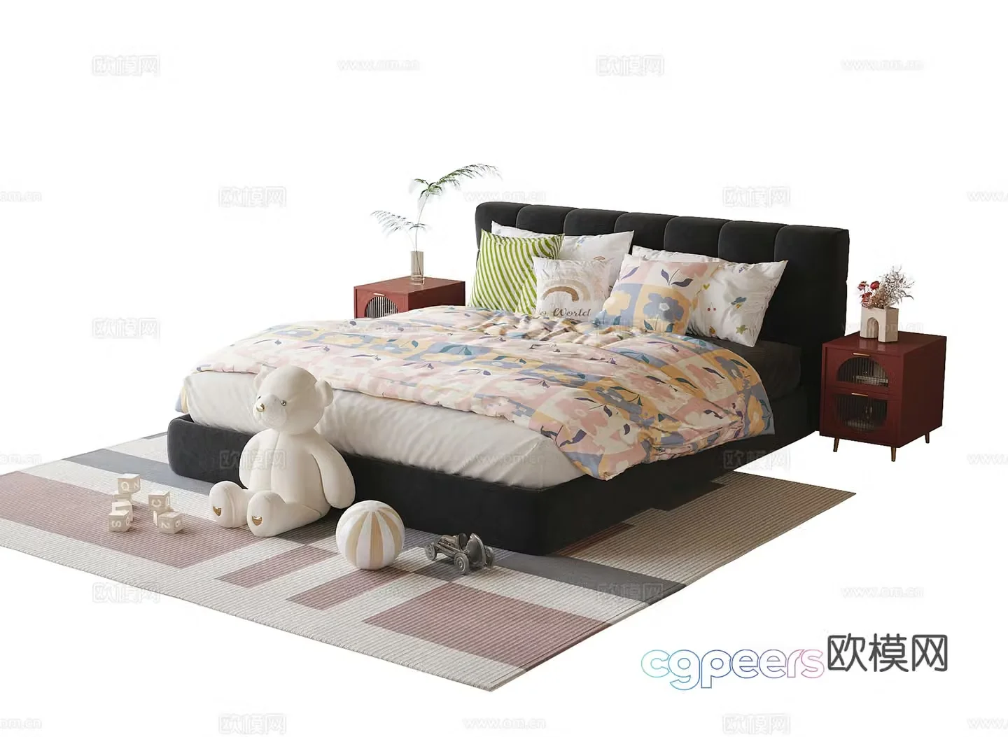Modern children’s bedside table for children’s bedside carpet 3d model