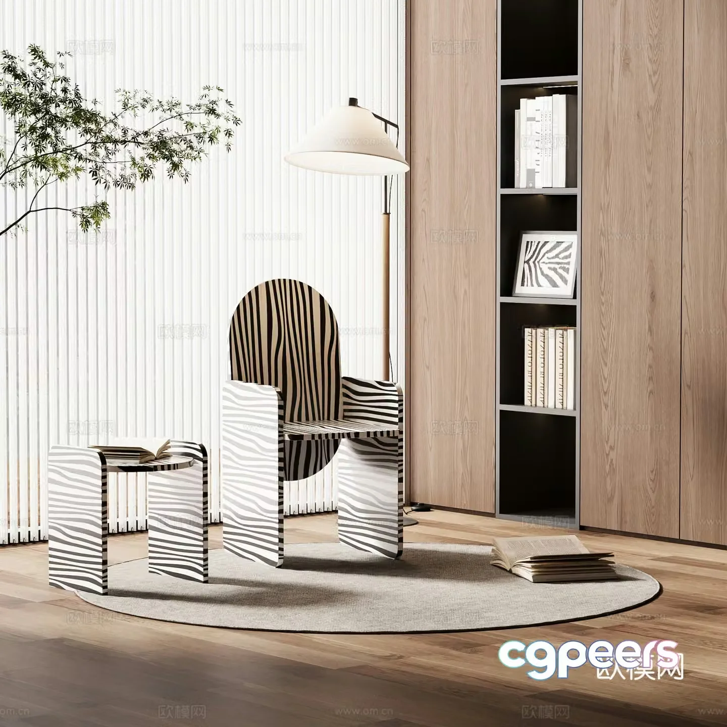 Casual single chair single chair floor lamp 3d model