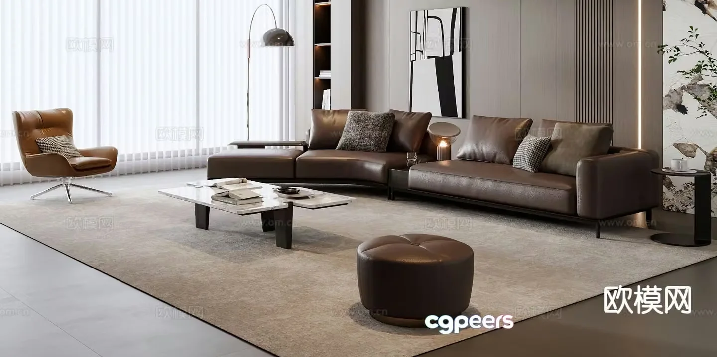 Italian sectional sofa 3d model