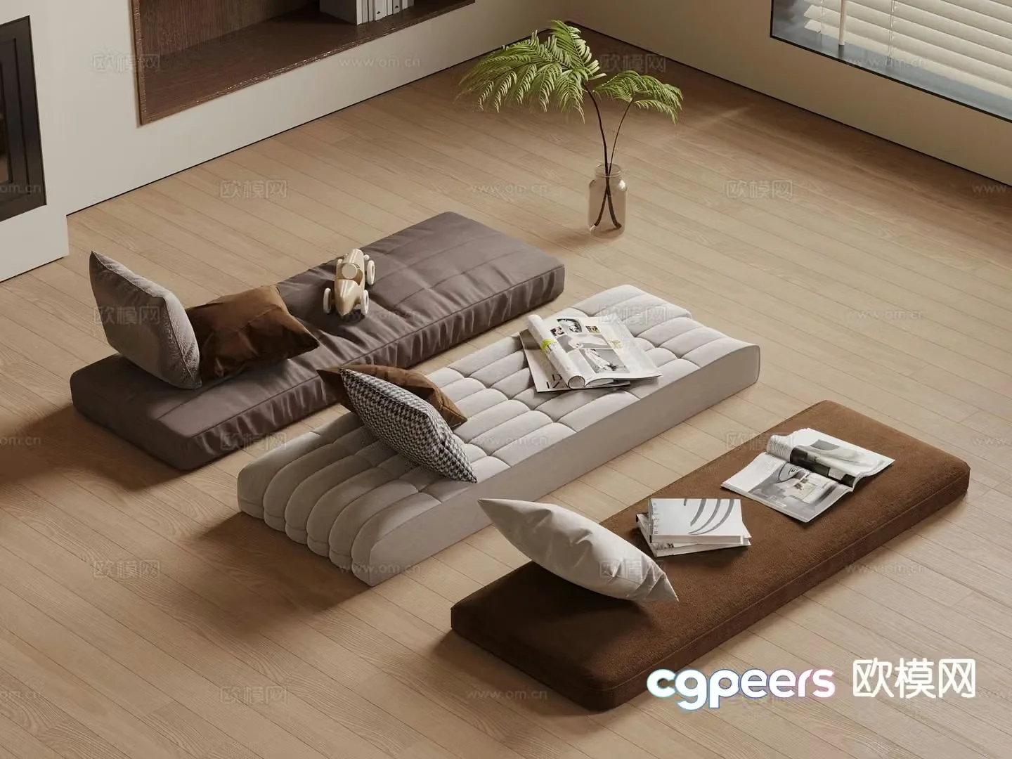 Bay window cushion sofa cushion cushion 3d model
