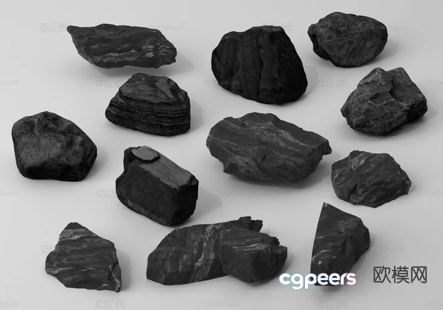black landscape stone landscape stone stone 3d model