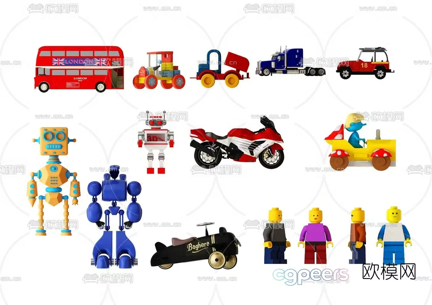 Modern children’s toy car robot 3d model