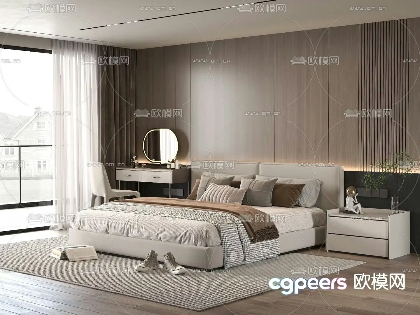 Minotti modern double bed 3d model