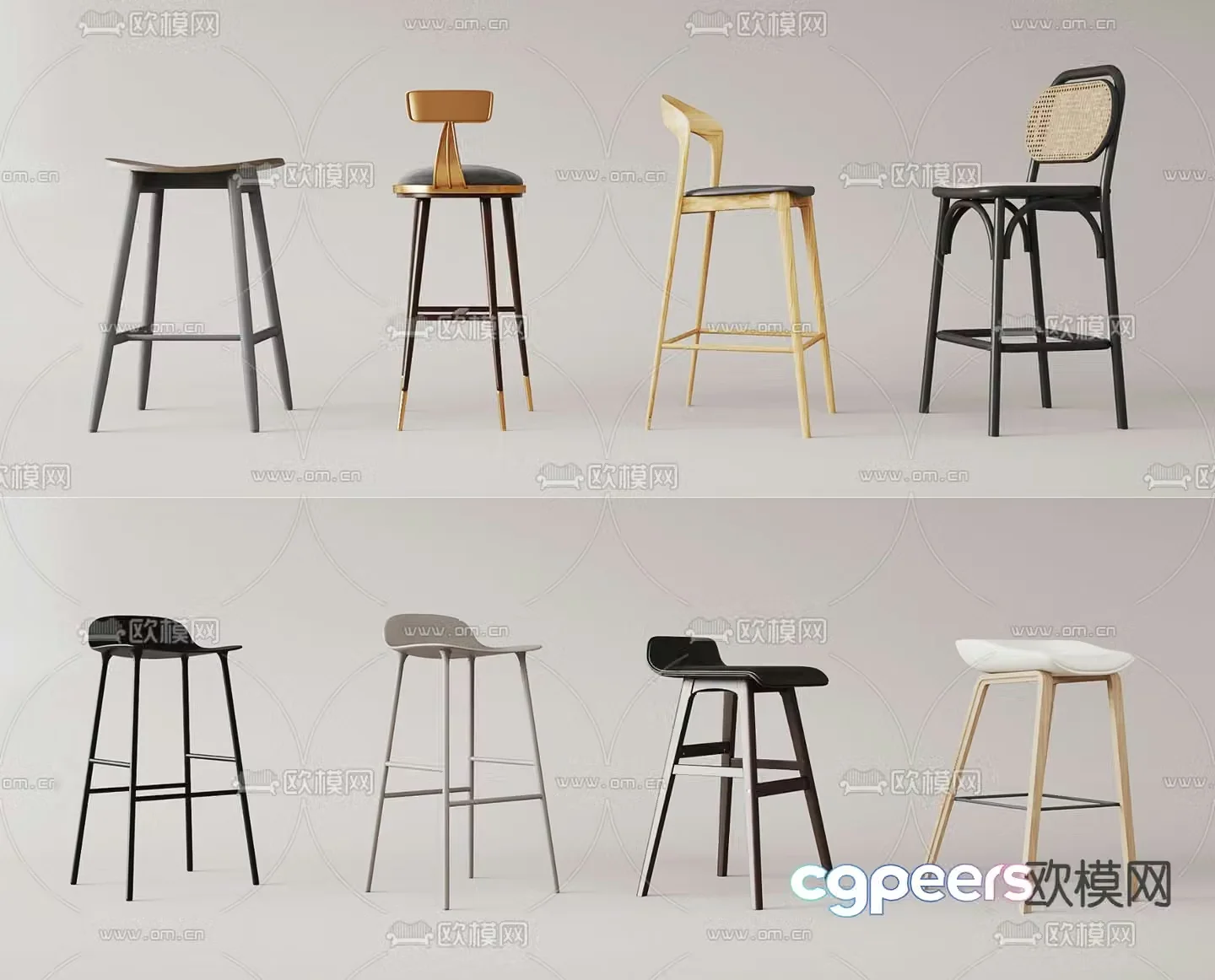 Bar counter bar stool high stool 3d model