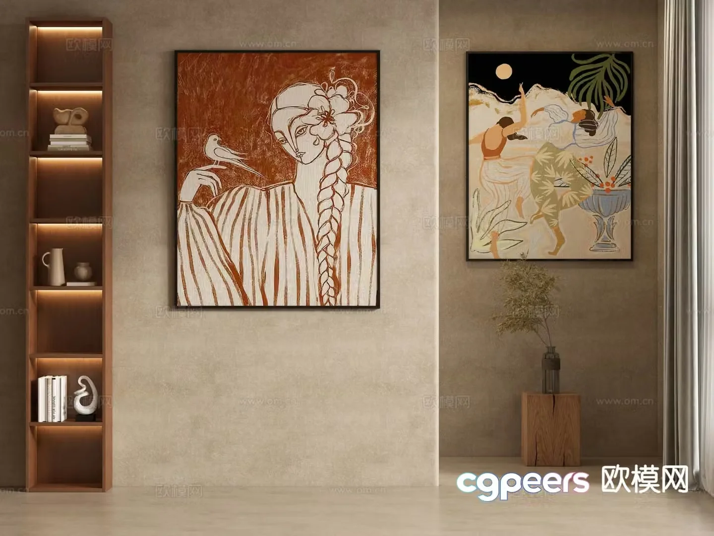 Retro art painting decorative painting 3d model