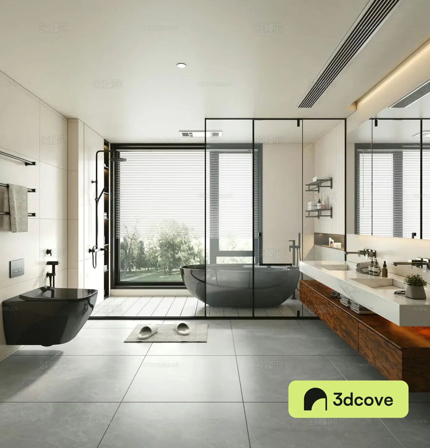 Modern cream bathroom black and white bathroom dry and wet bathroom sliding door bathroom