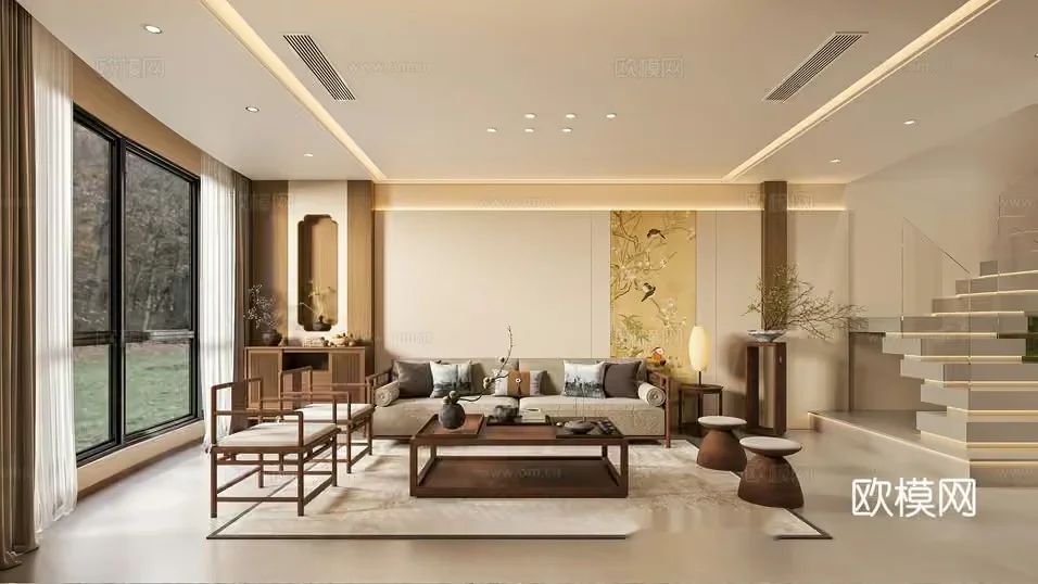 Modern Living Room 3D Model – 4035 – VRAY Render