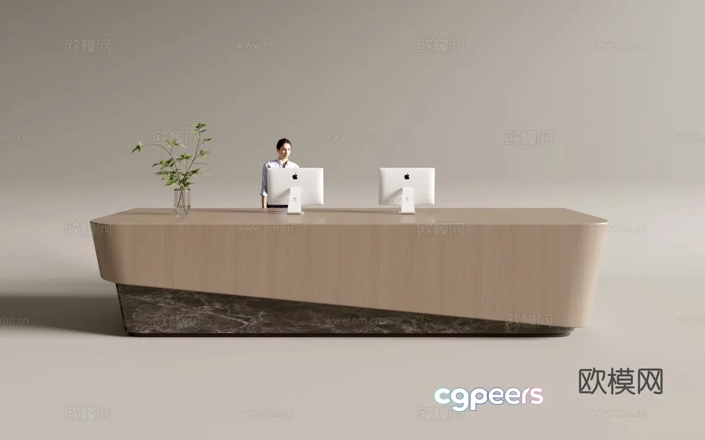Modern company front desk reception desk service desk 3d model