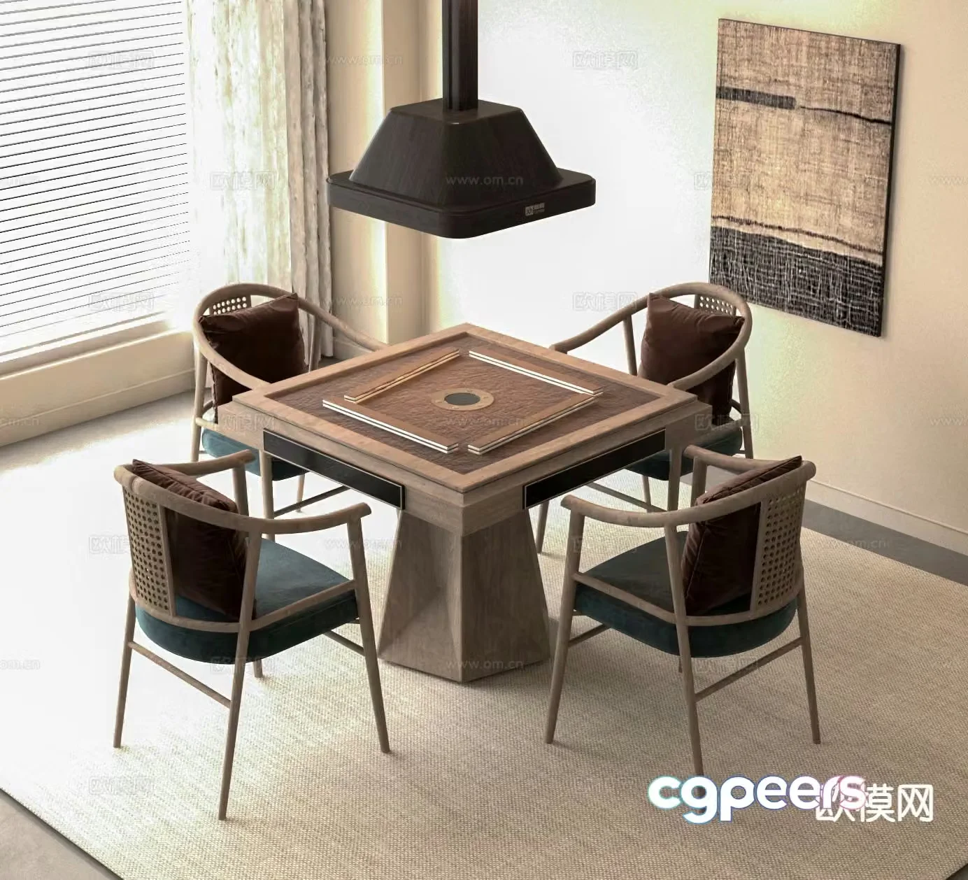 New Chinese style mahjong table entertainment table 3d model