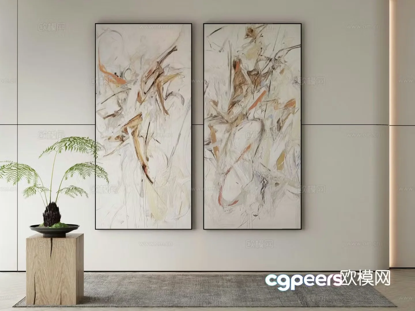 Modern decorative painting abstract hanging painting 3d model