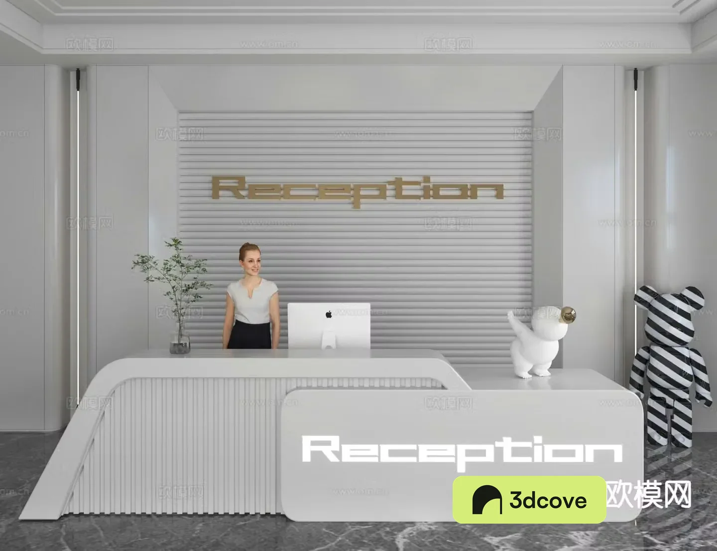 Modern front desk reception desk information desk office background