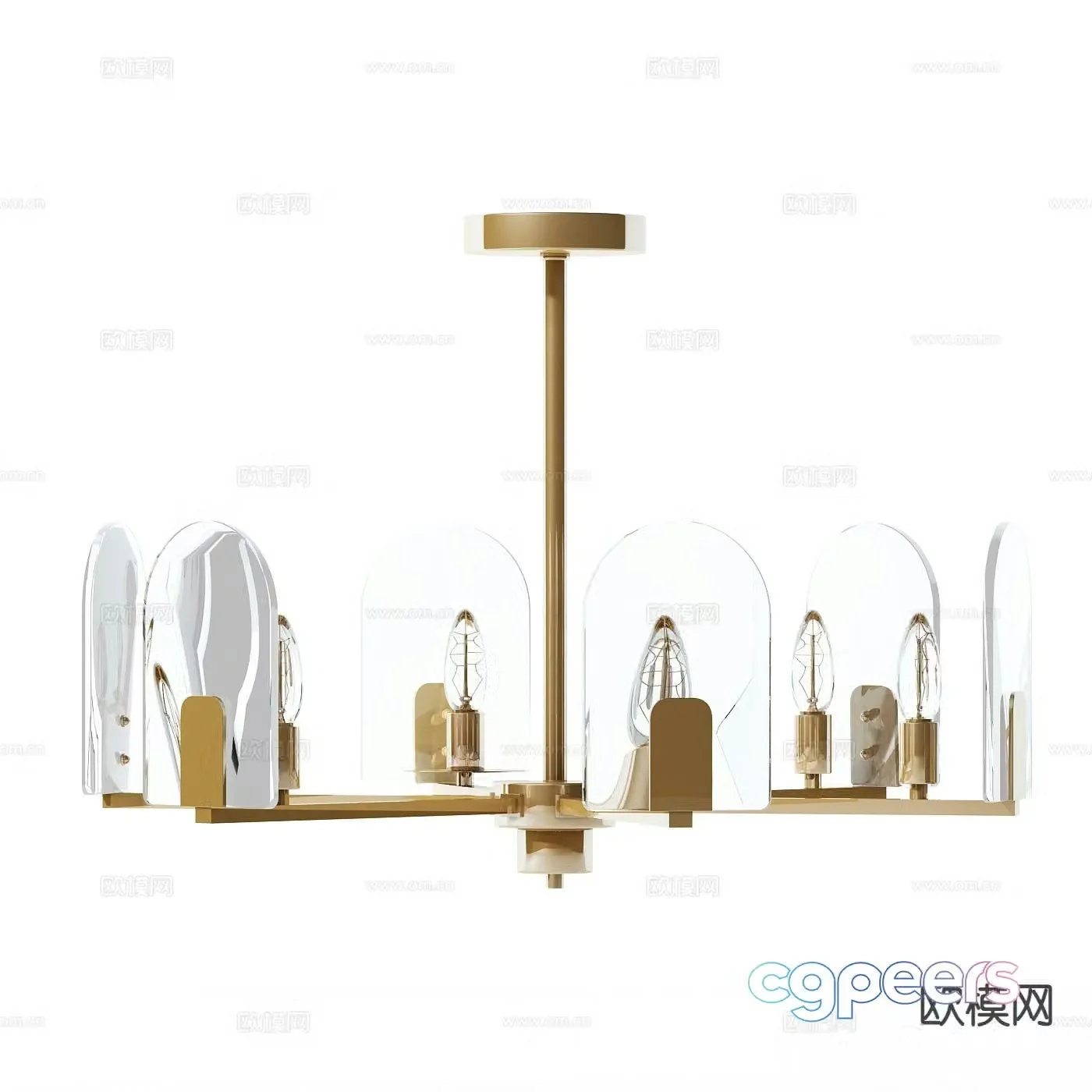 Light luxury multi-head chandelier 3D model