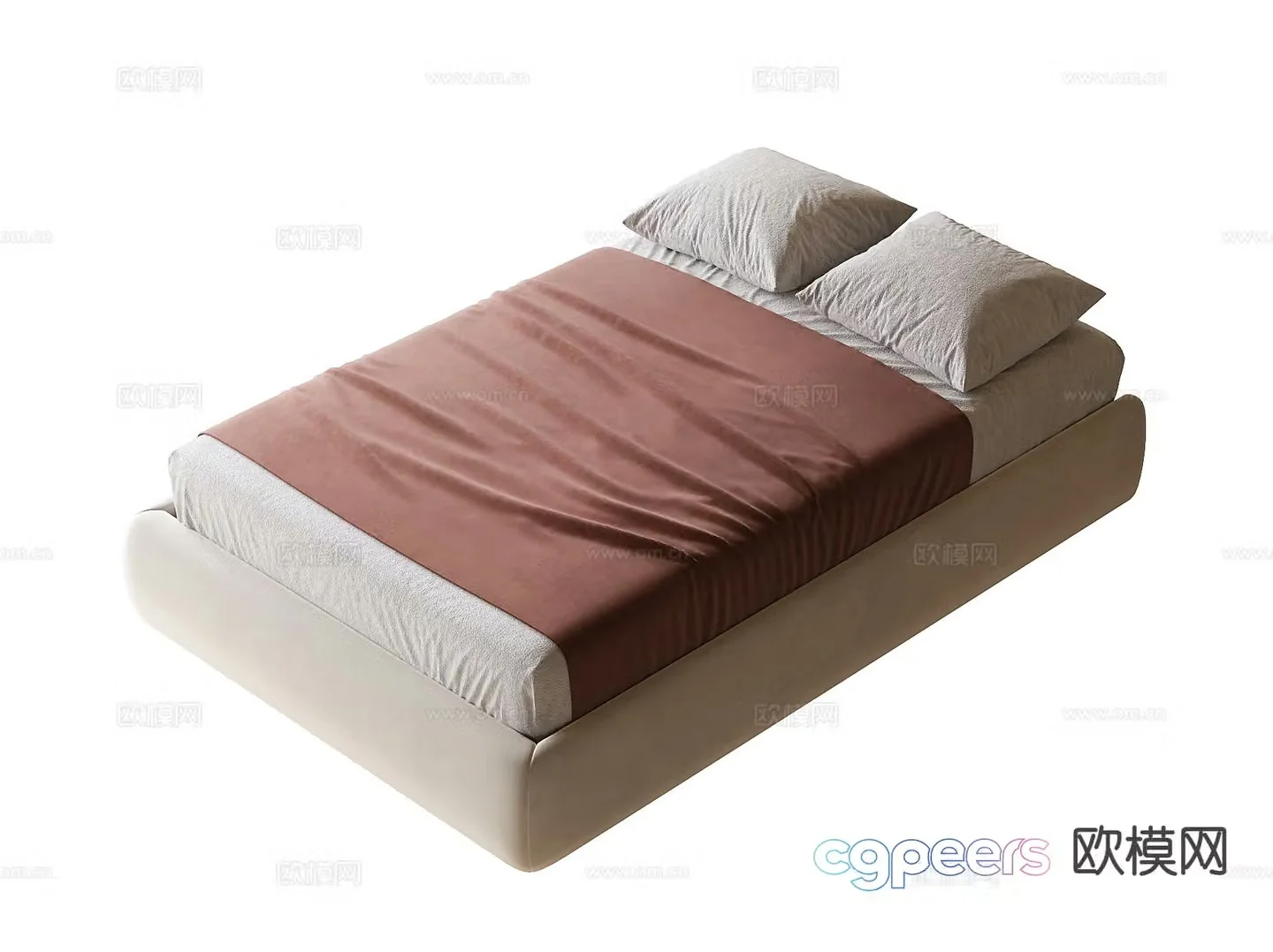 Modern tatami bed double bed 3d model