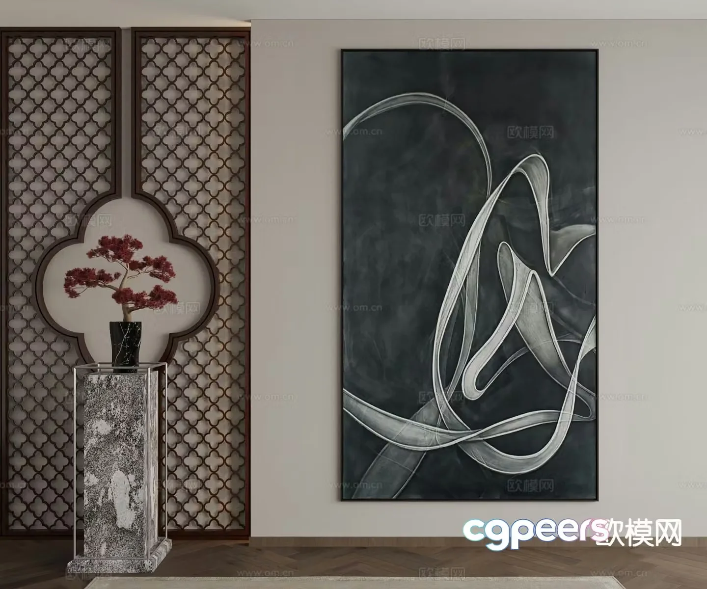 New Chinese style decorative painting art painting hanging painting 3d model