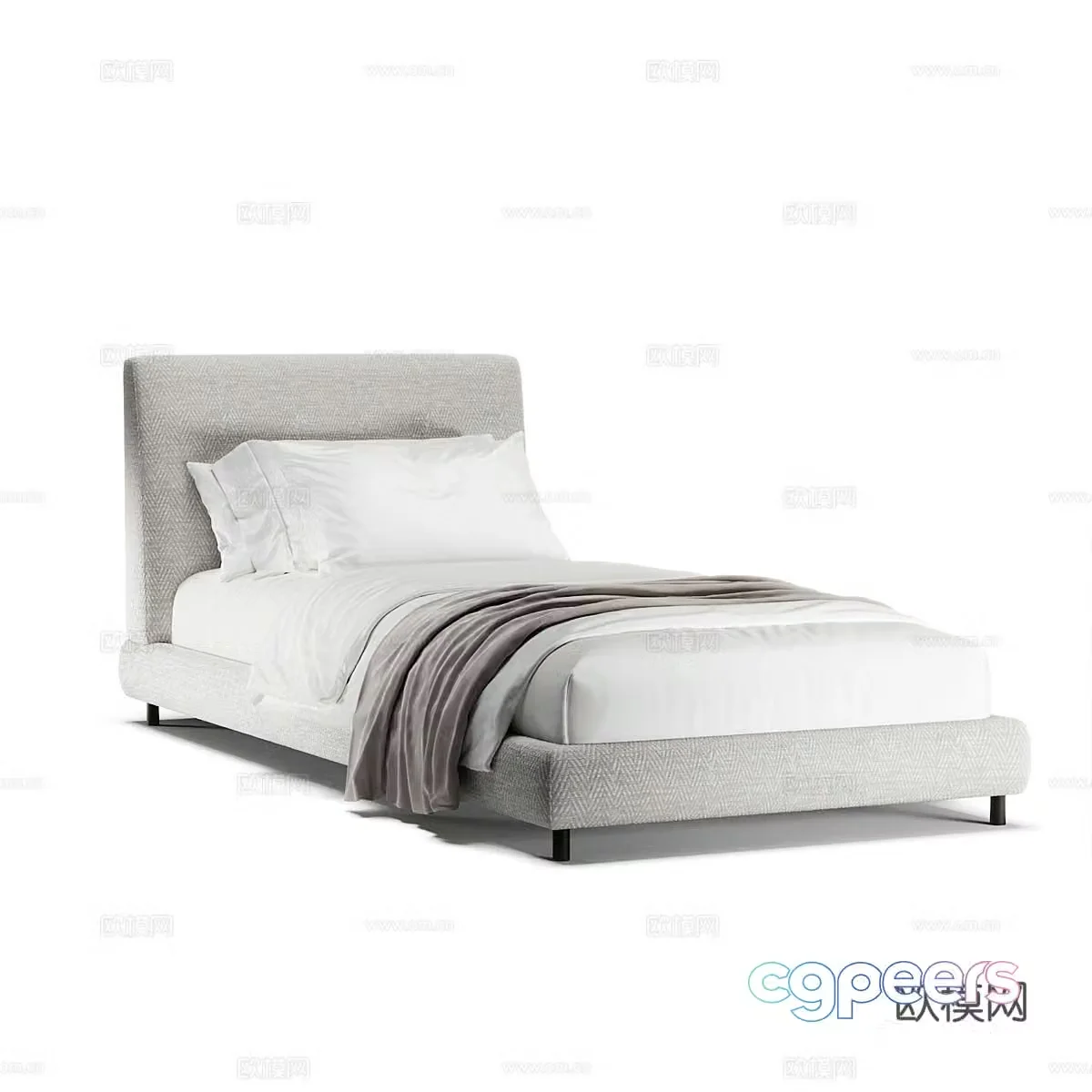 Modern simple single bed Single bed Simple bed Bedroom bed Pillow 3D model