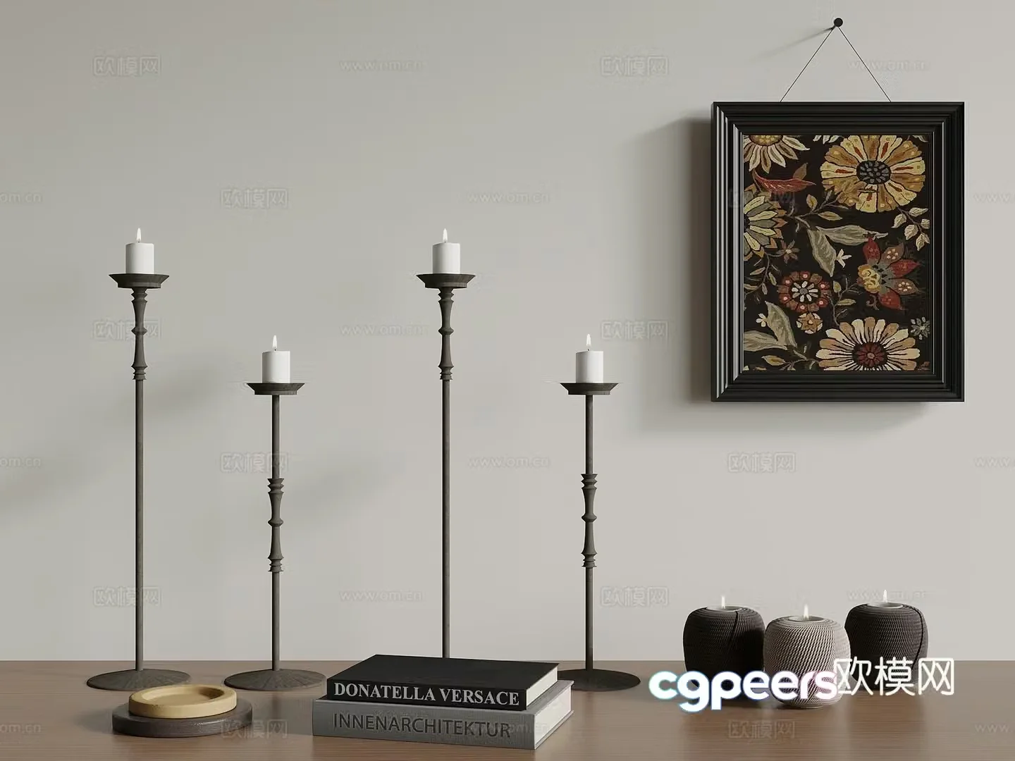 01 Candlestick French retro candlestick candle book ornament 3d model