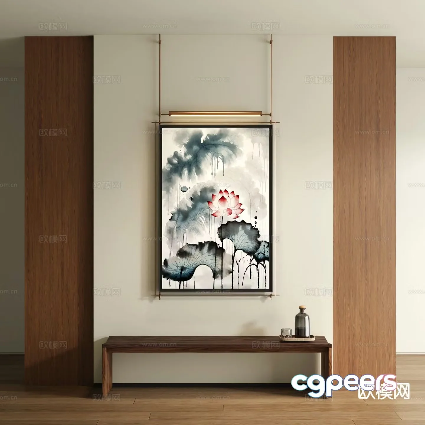 New Chinese style lotus painting decorative painting 3d model